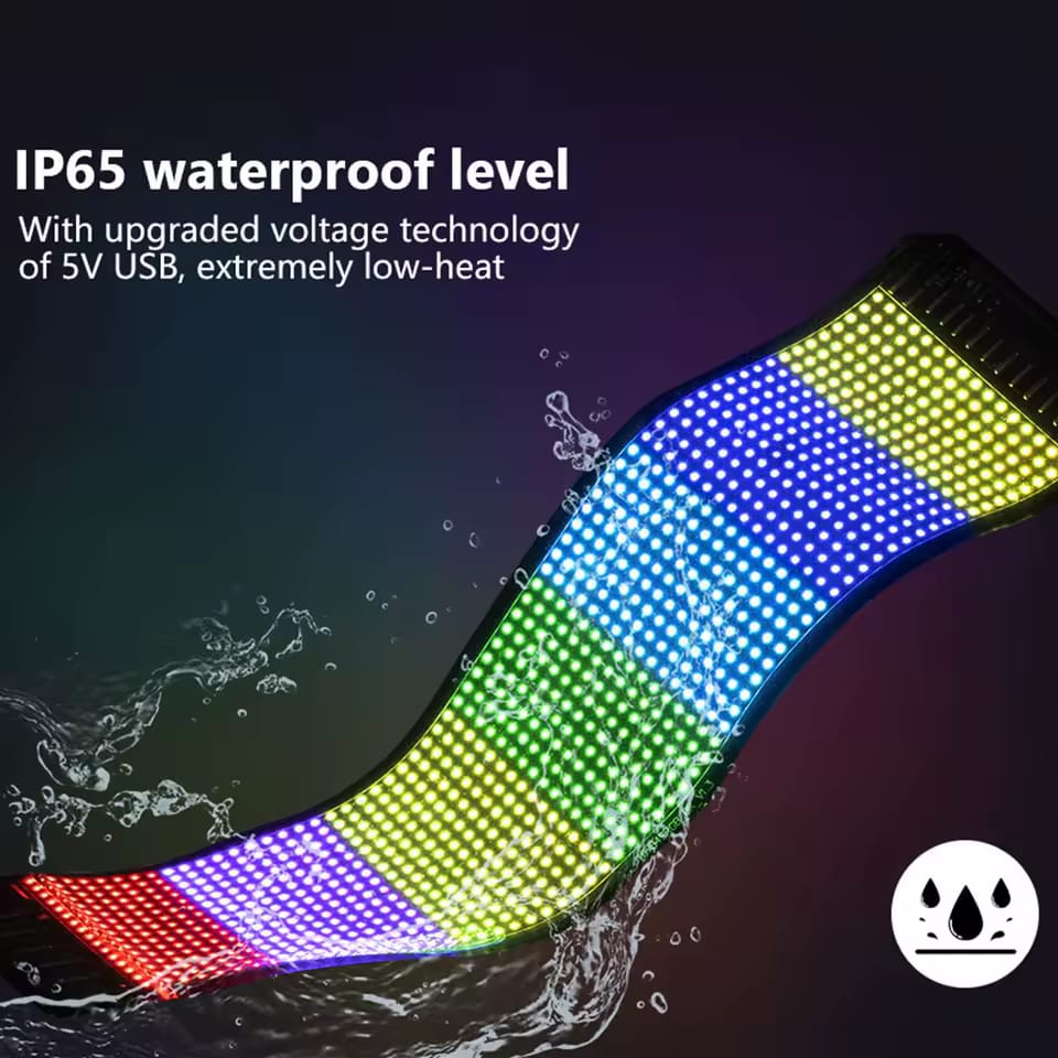 Panou afisaj Matrix LED BZRSH, flexibil, display RGB, 595x120 mm, devil eyes, ochi camion, ceas, mesaje personalizate, control aplicatie si telecomanda, conectare USB - imagine 3