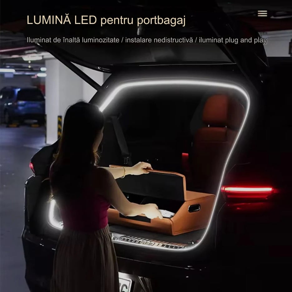 Banda auto led iluminat DINAMIC portbagaj lumina alb-rece universala 12V - SFX - imagine 4