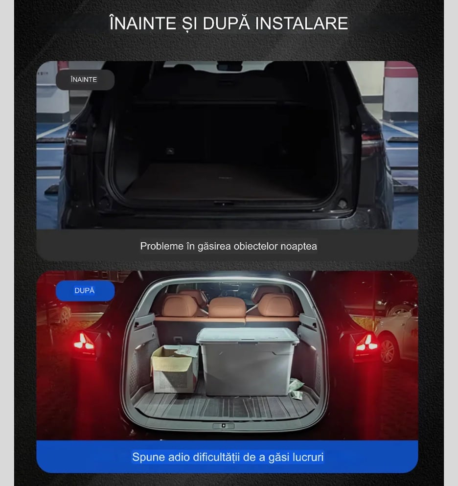 Banda auto led iluminat DINAMIC portbagaj lumina alb-rece universala 12V - SFX - imagine 5